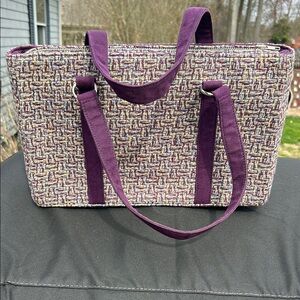 BETMAR New York Purple and Yellow Geometric Tweed Tote Bag